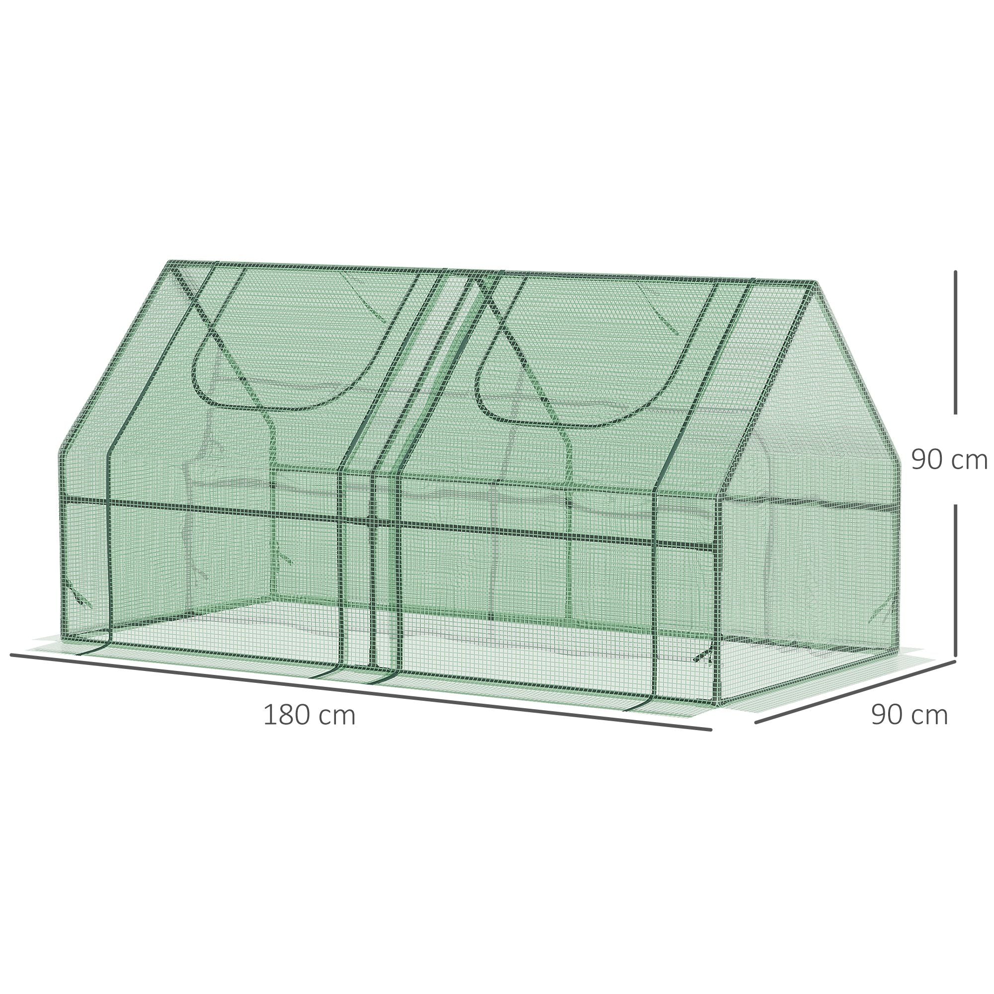 Outsunny Greenhouse for Vegetables and Vegetables with 2 PE and PVC Covers, Steel Structure - Green 180x90x90cm
