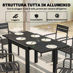 Outsunny Extendable Garden Table for 4-6 People with Slatted Top, Aluminum, 80/160x80x75 cm, Black