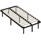 HOMCOM Industrial Bed Frame with 28 Slats and Storage Space, in Wood and Steel, 190x90x31 cm, Black and Wood