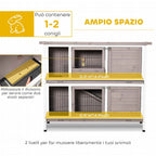 PawHut 2-Tier Wooden Rabbit Hutch with Opening Roof, Removable Feeder and Trays, 122x50x101 cm, Brown