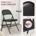 HOMCOM Set of 2 Folding Chairs Padded in PU Faux Leather and Metal, 45x46x78 cm, Black