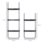 Adjustable Elastic Trampoline Ladder with 3 or 2 Steel Steps, 97x32cm, Silver - Borgè
