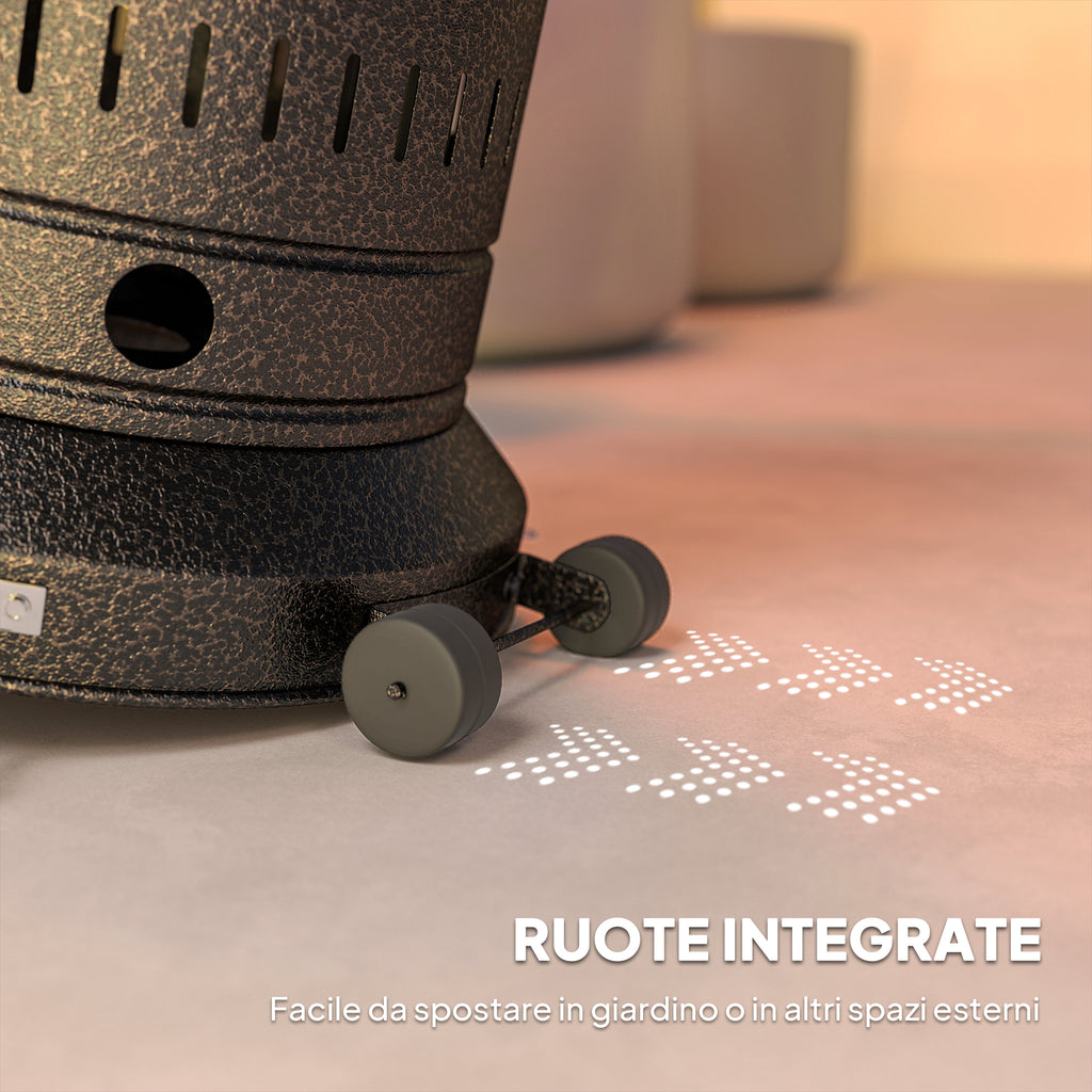 Outdoor Heater with Automatic Shut-Off and Wheels, 82x82x223 cm, Dark Brown