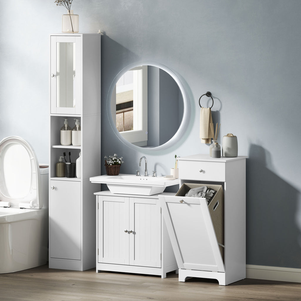 2-Door Vanity Unit with Adjustable Shelf and U-Cut, 60x30x60 cm, White