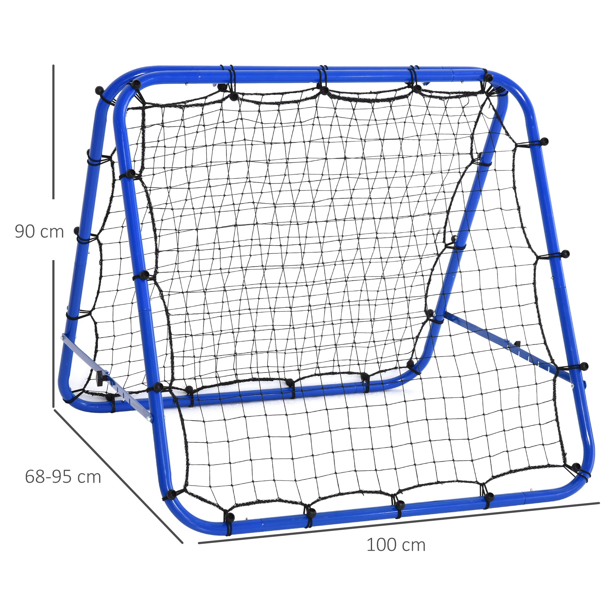 Foldable Soccer Rebounder Net with Adjustable Angle and Pegs, 100x95x90 cm, Blue