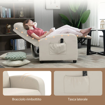 Massage Relax Chair with Remote Control and 8 Programs, Reclining and Footrest, 68x88x98cm, Cream