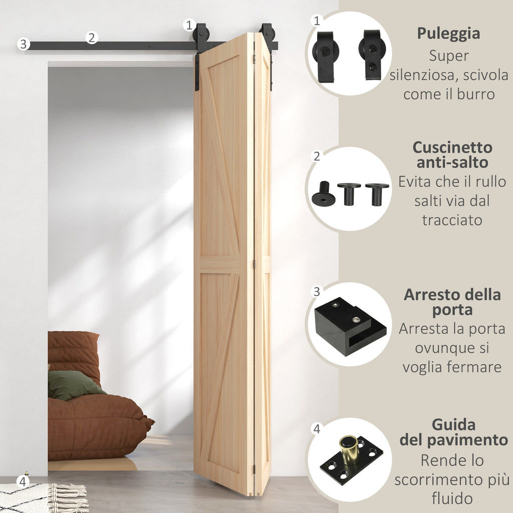 Black Carbon Steel Folding Sliding Door Kit 122x0.5x4cm