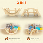 AIYAPLAY Montessori Wooden Arch for Children 2-4 Years Old Convertible into a Rocking Chair 110x52x45 cm, Wood Color