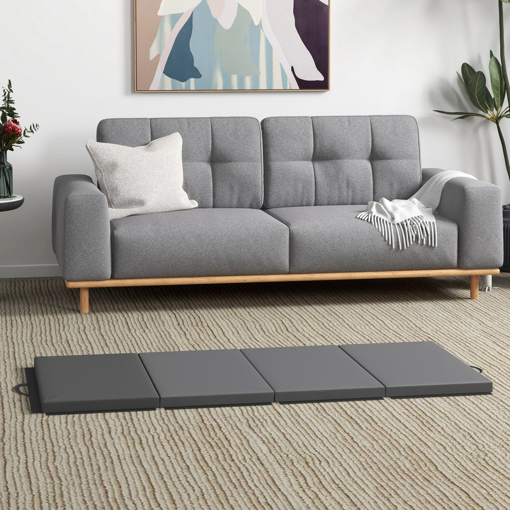 Foldable Gymnastics Mat, 5cm Thick and Non-Slip Fitness Mat, 180x80x5cm, Grey