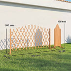 Outsunny 2-Panel Expandable Fence, Wooden Garden, 180x30x103 cm, Brown