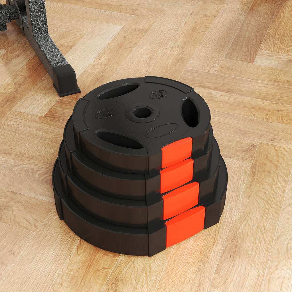 SPORTNOW Weight Kit with 2 x 5 kg Discs and 2 x 2.5 kg Discs in Polypropylene and Sand, Ø27x4.5 cm and Ø24x3.5 cm, Black