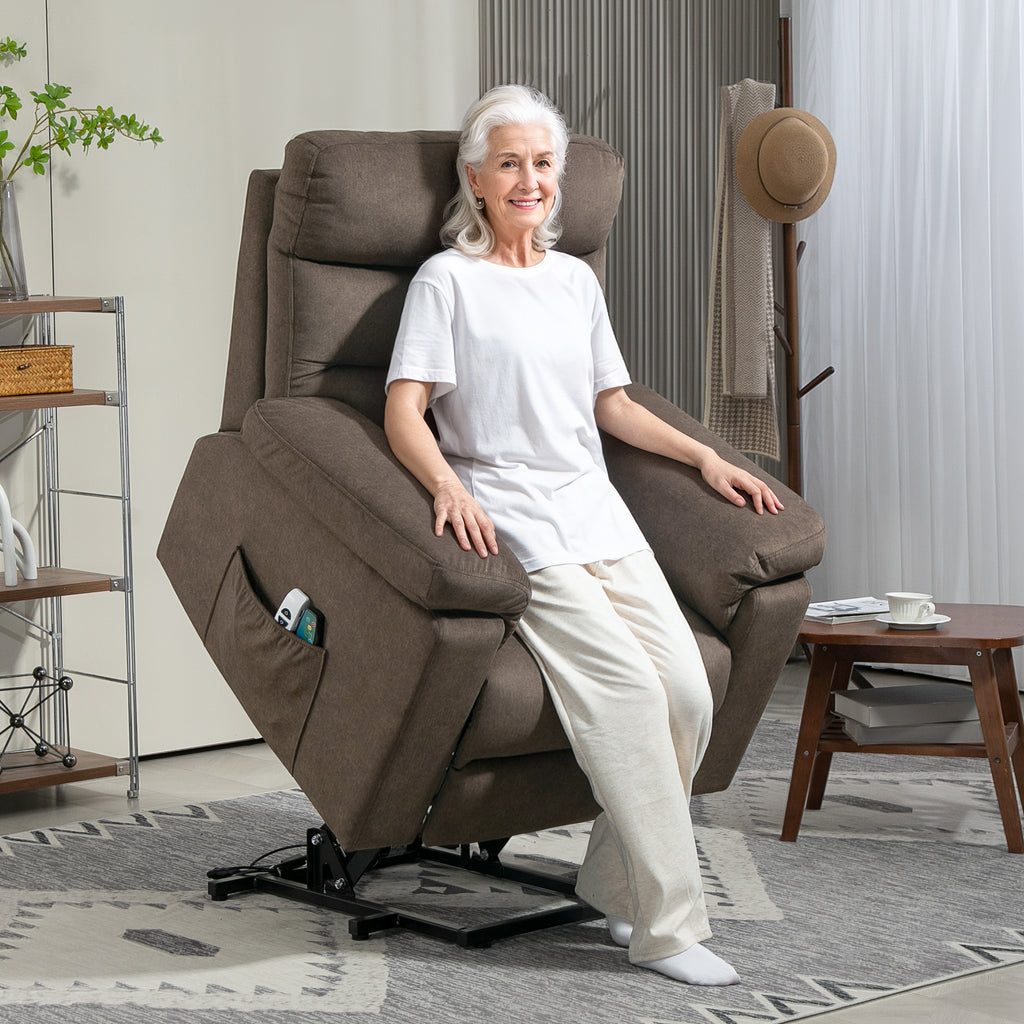 Lift Reclining Massage Chair with Heat and Dual Motors, Dark Brown