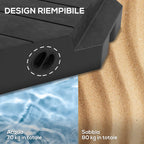 Set of 4 Base Tiles for Arm Umbrella Fillable with Water or Sand up to 80 kg, Black