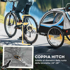 2-in-1 Kids Bike Trailer and Stroller with Belt, Pockets and Flag, Blue