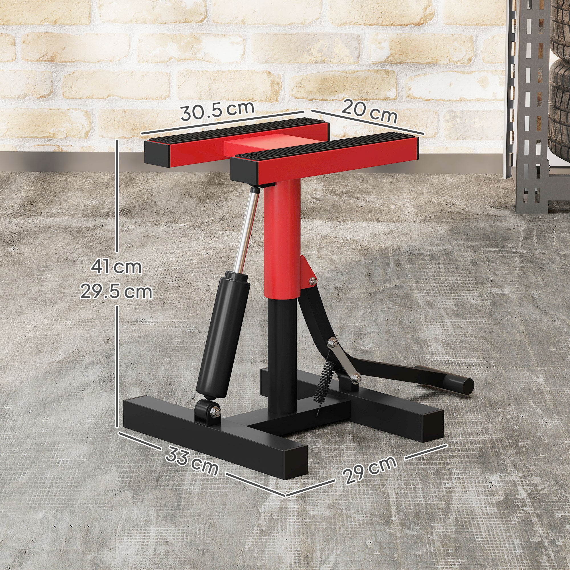 Steel Motorcycle Stand, 150kg Capacity, Adjustable Height and Non-Slip Surface, Red