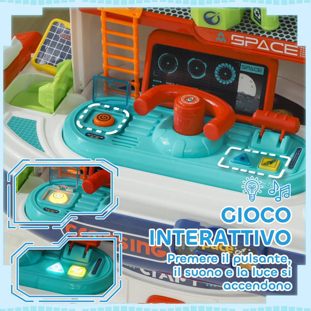 21-Piece Space-Themed Toy Workbench with Sounds and Lights, PP and GPPS, 45.5x24x52.5 cm