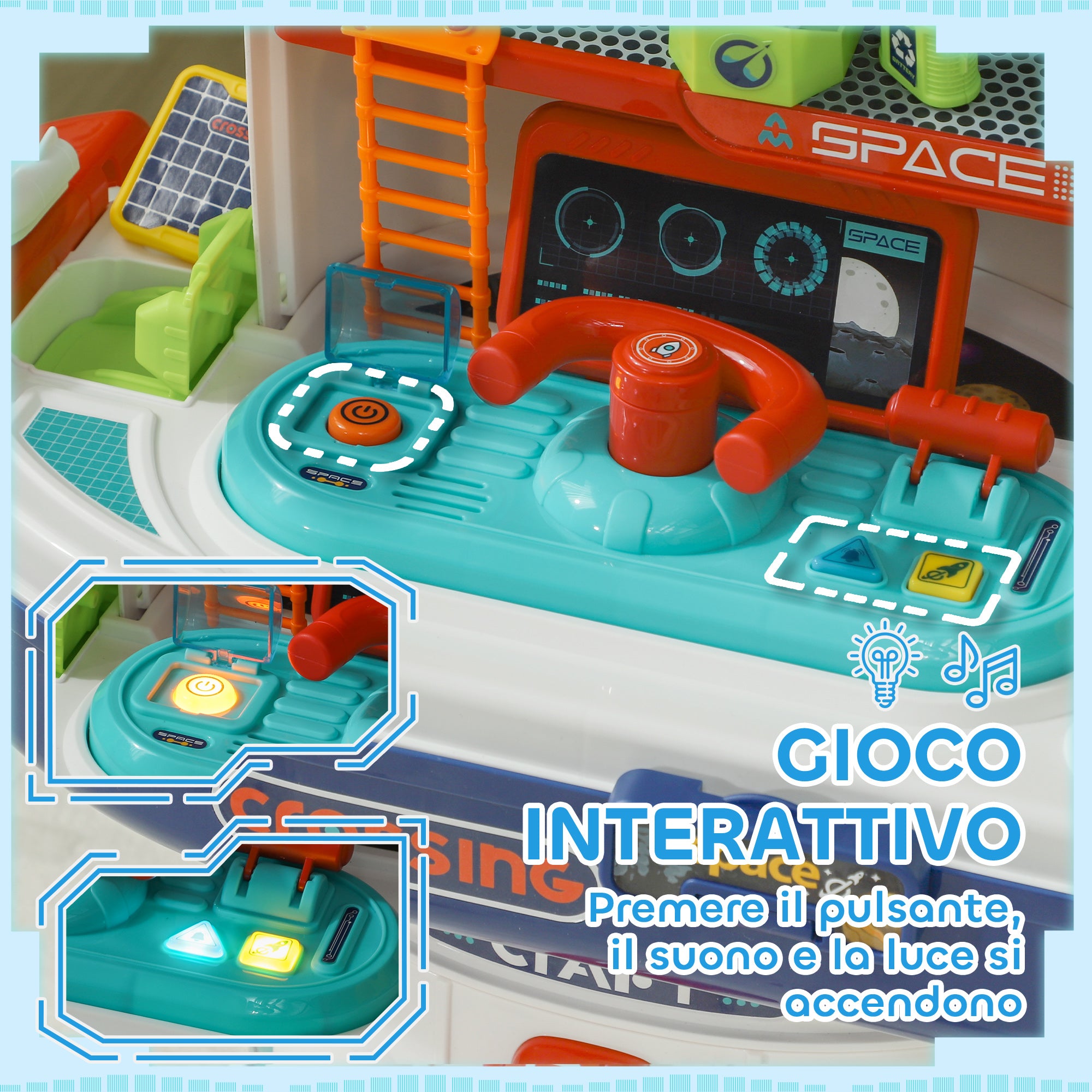 21-Piece Space-Themed Toy Workbench with Sounds and Lights, PP and GPPS, 45.5x24x52.5 cm