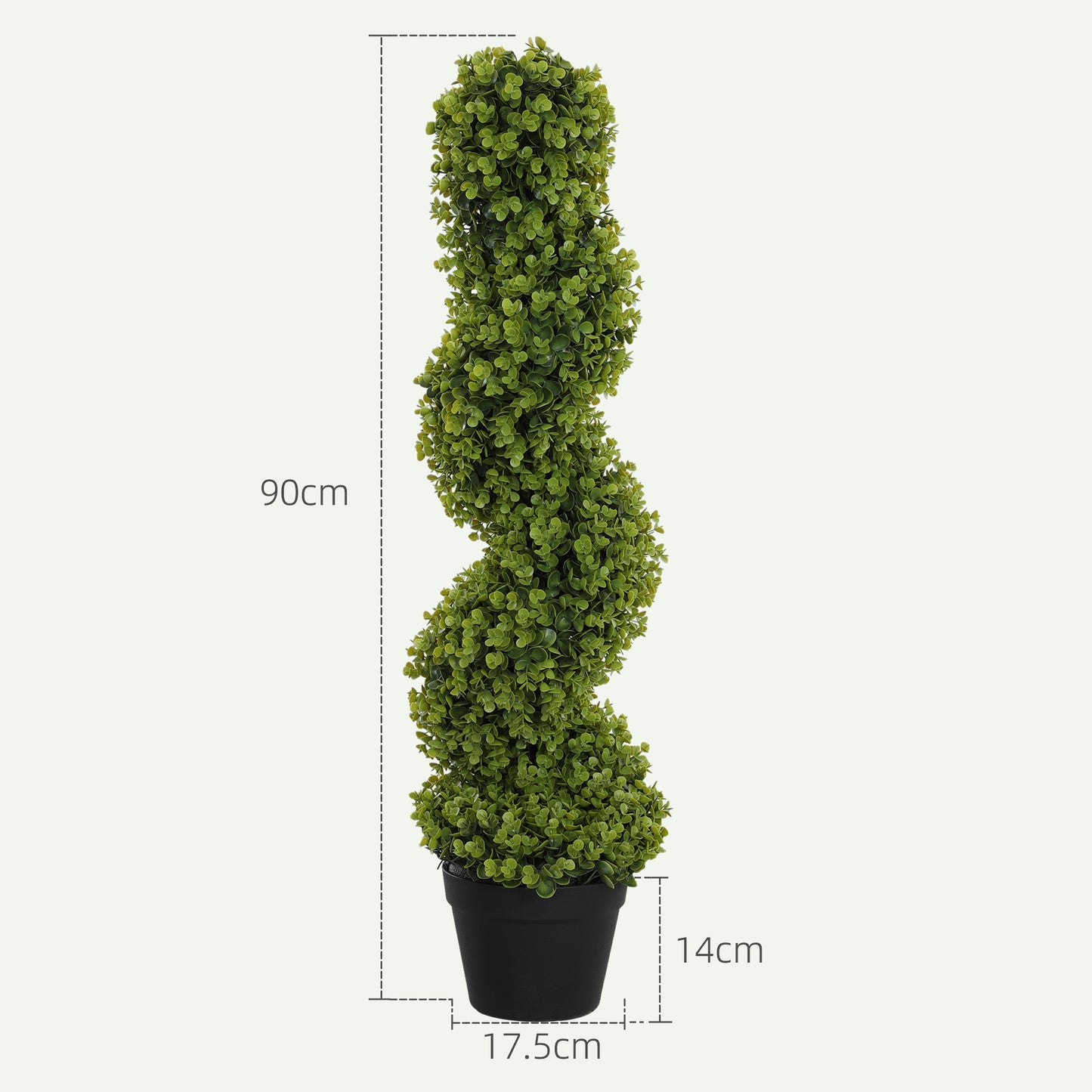 Artificial Eucalyptus Spiral Plant with Pot Included for Indoor and Outdoor, Height 90 cm, Green