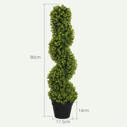 Artificial Eucalyptus Spiral Plant with Pot Included for Indoor and Outdoor, Height 90 cm, Green