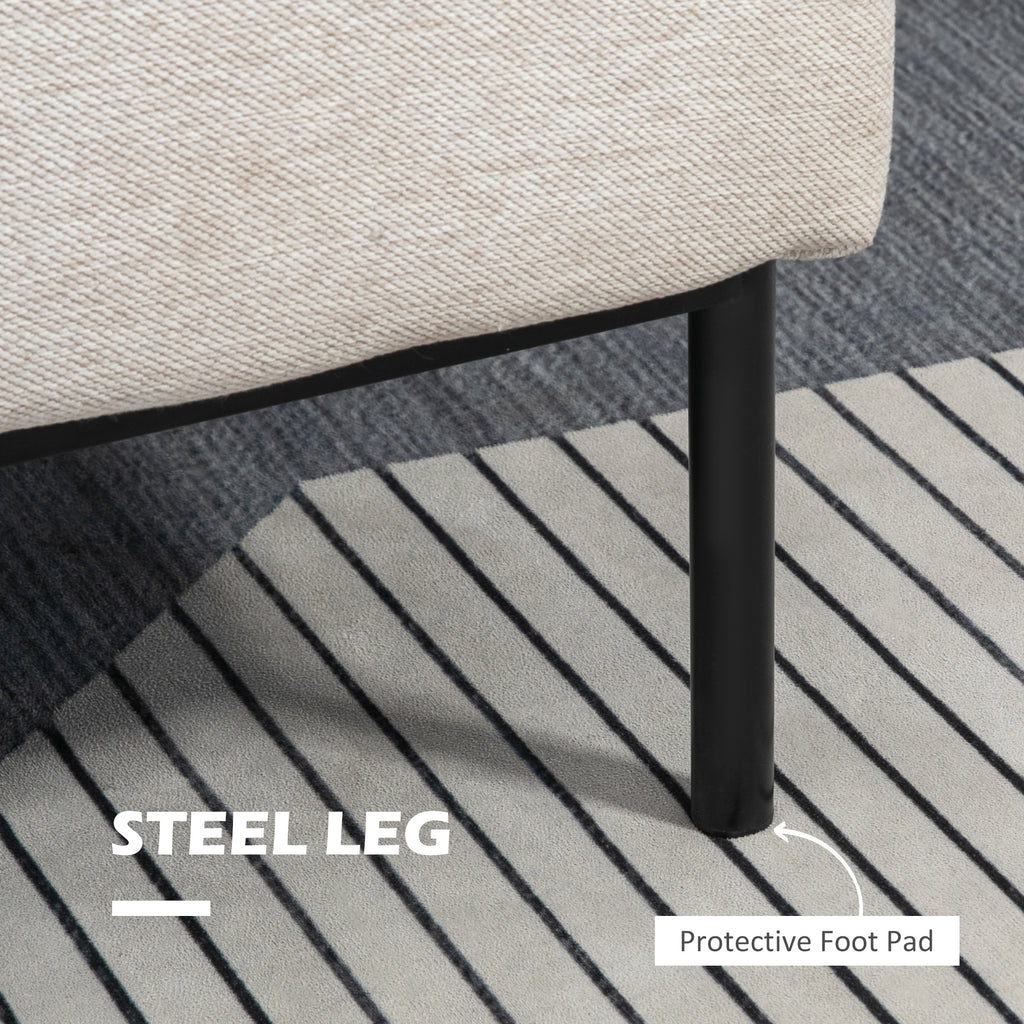 Homcom Modern Furnishing Armchair With Extra Cushion, In Line Effect and Steel Fabric, 73x81x82 cm, Cream White - Borgè