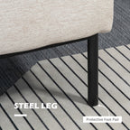 Homcom Modern Furnishing Armchair With Extra Cushion, In Line Effect and Steel Fabric, 73x81x82 cm, Cream White - Borgè