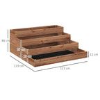 4-Level Raised Garden Bed in Fir Wood with Open Bottom, 113x113x46 cm, Brown