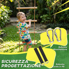 5-Rung Ladder for Children Ages 3-8 Years, with Buckles and Straps, Made of Wood and PE, Wood Color