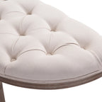 Chesterfield Style Semi-Circular Bed End Bench with Wooden Frame and Upholstery, Beige, 140.5x51x48cm