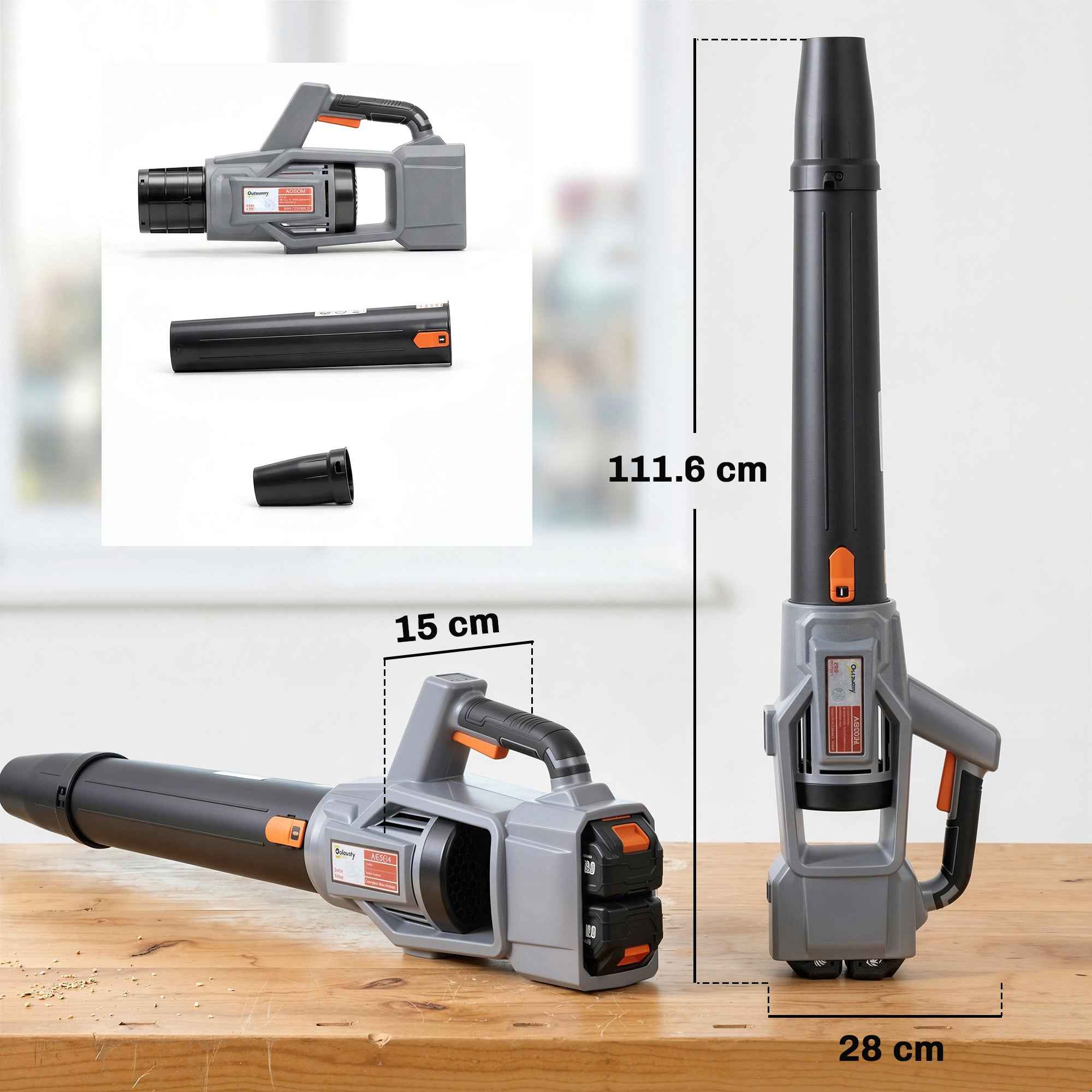 Outsunny 36V Cordless Leaf Blower, 2 x 4000mAh Batteries, Charger Included, Lightweight Model.