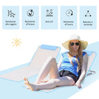 Set of 2 Folding Sun Loungers with Adjustable Backrest and Bag, 48x134x36-45 cm, Beige