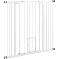 PawHut Adjustable Dog Gate with Small Door and Automatic Closure, 74-101x104cm, White