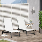 Outsunny Set of 2 Sun Loungers with Reclining Backrest, in Aluminum and Breathable Fabric, 66x165x102 cm, Cream