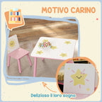 Children's Room Furniture Set with Table and 2 Chairs for Children Ages 3-8 with Star Pattern, Pink