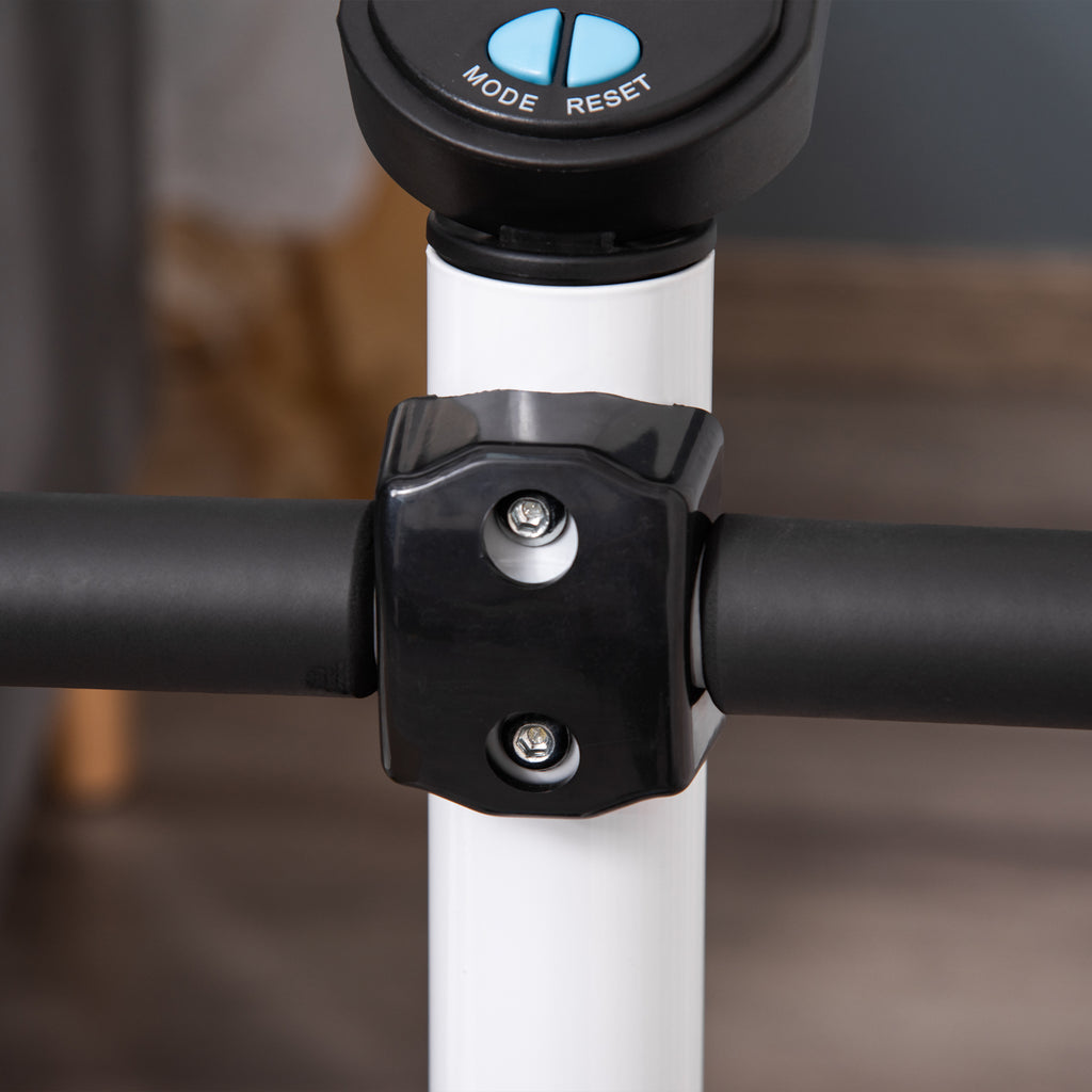 Stepper with Handlebar, Non-Slip Pedals and LCD Monitor, in Steel and ABS, 55x44x108 cm, White Black and White