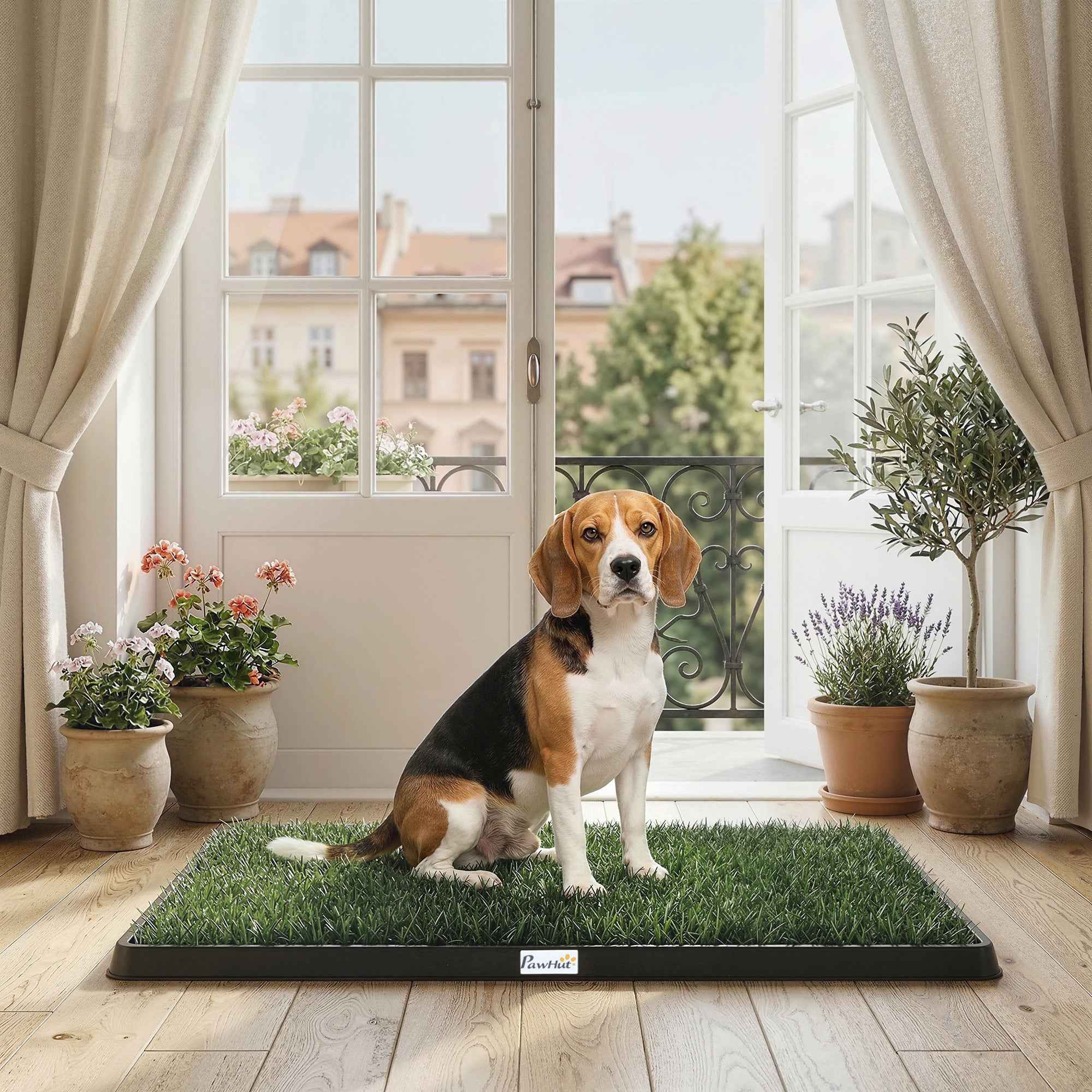 PawHut Washable Artificial Grass Dog Mat with Tray for Indoor and Outdoor Use 76 x 50.5 cm