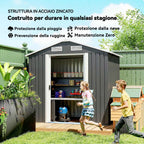 Outsunny Steel Garden Shed with 2 Sliding Doors, Black, 2.6 m²