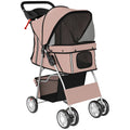 PawHut Folding Dog Stroller with Reflectors, Swivel Wheels, Brakes, and Washable Cushion, Coffee
