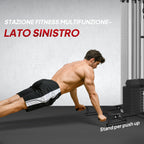 SPORTNOW Multifunctional Fitness Station for Body Training, Made of Steel and PU, 225x175x200 cm, Black