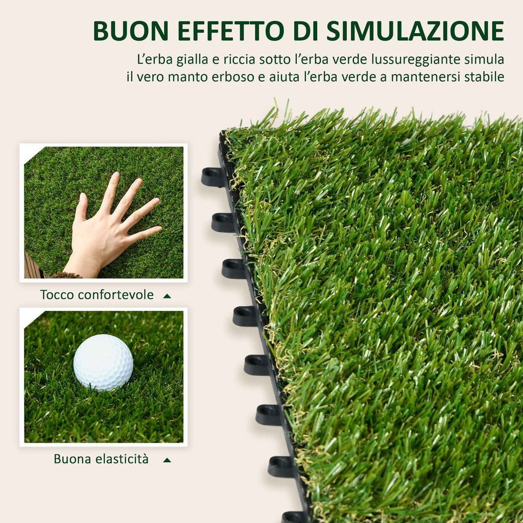 Outsunny Artificial Grass, Realistic Synthetic Lawn, 30x30cm, Dark Green