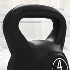 Kettlebell 4kg in Plastic and Sand with Flat Base and Handle, 18x12x20 cm, Black