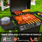 Gas Barbecue with 3 Independent Burners and Lid with Thermometer, 108x54x97 cm, Black