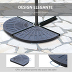 Set of 2 Cross Base Umbrella Weights 28 kg with Fan Design, in Rosin, 66x47x4.2 cm, Bronze