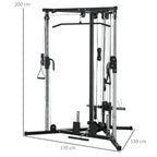 Fitness station for total training with pull-up bar and barbell, in steel, 170x139x200 cm, Black