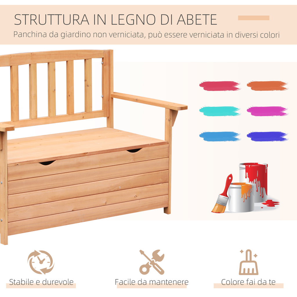 2 Seater Garden Bench with Storage Compartment Wood 112x58x84cm