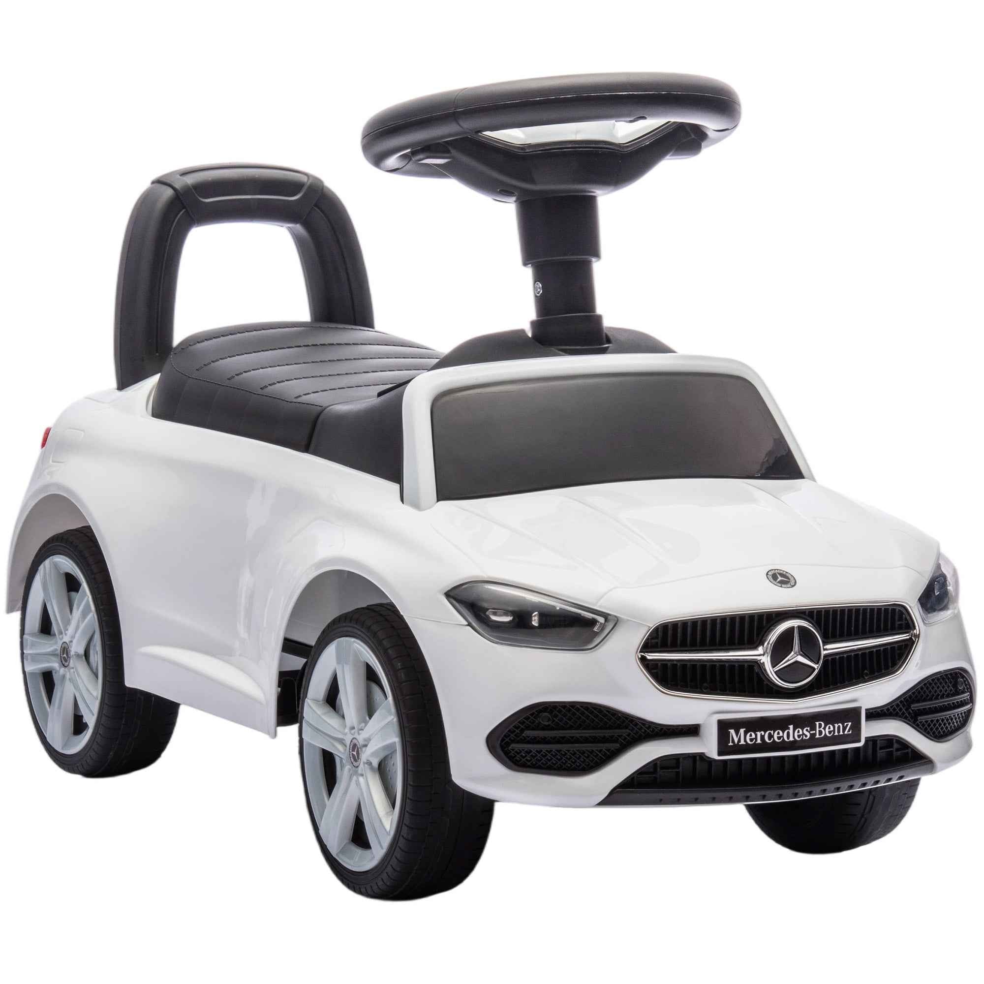 AIYAPLAY Mercedes Benz Licensed Ride-On Toy Car with Horn and Storage Space, 65x28x39 cm, White