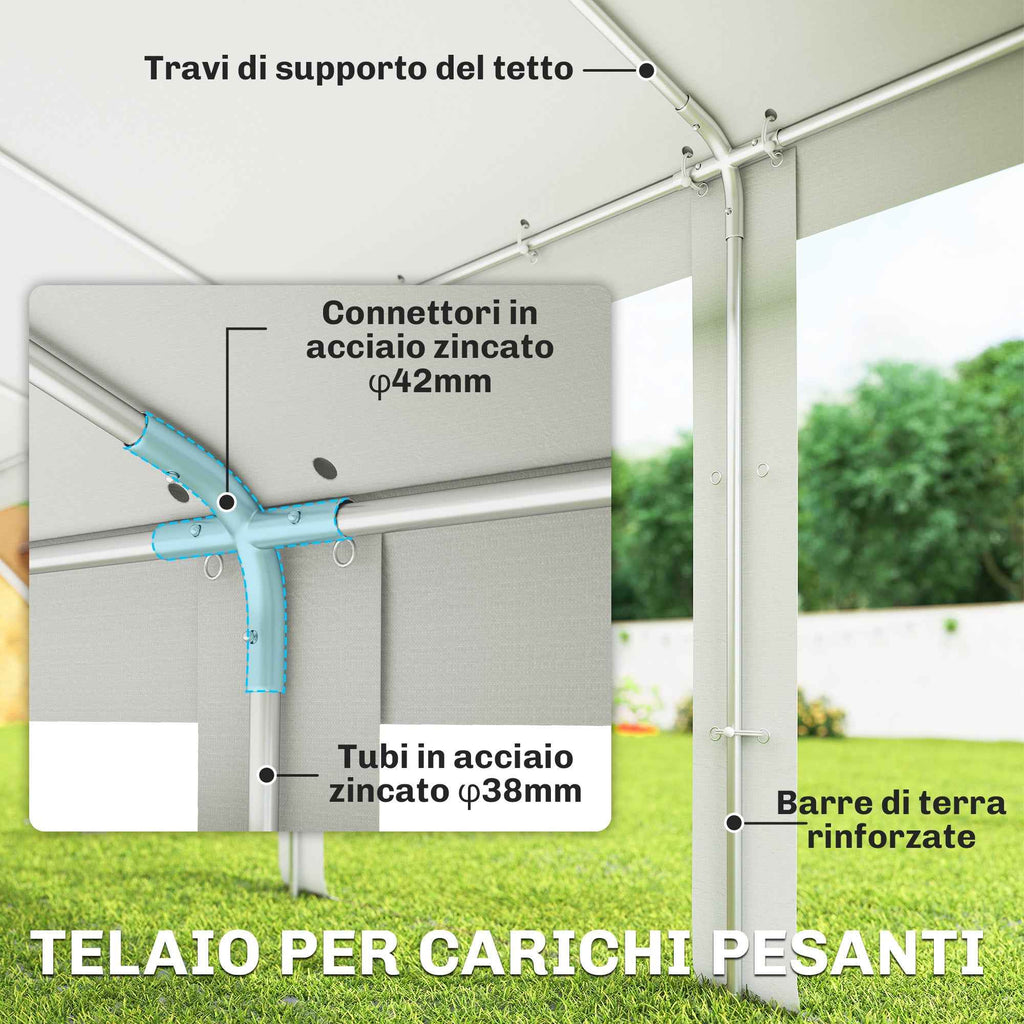 Outsunny 10x5 m Garden Tent with 10 Removable Side Walls, in PE and Galvanized Metal, White