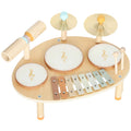 Musical Instrument Set for Kids Ages 2+ with Drums and Xylophone, Wood Color