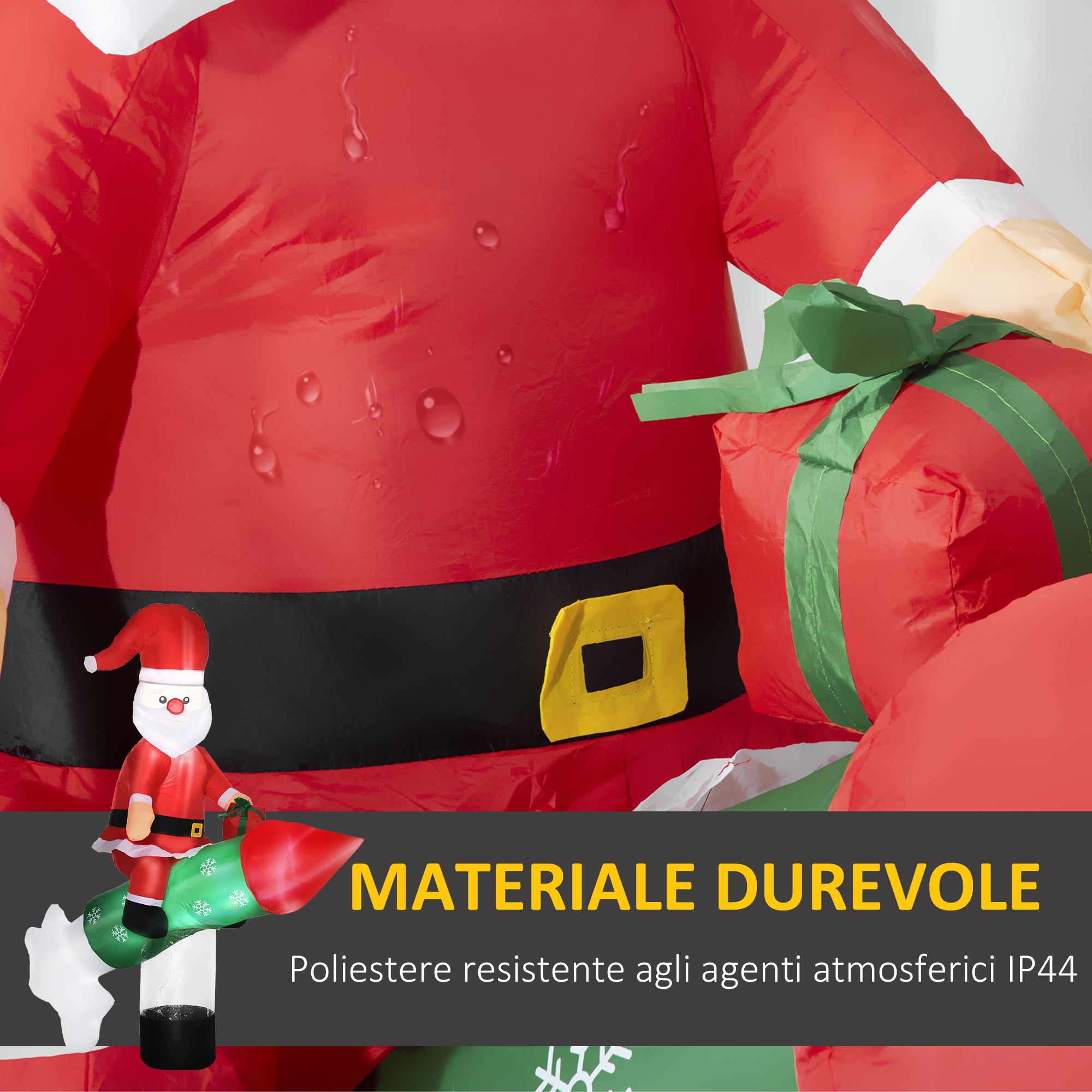 Inflatable Santa Claus with Missile, LED Lights and Inflator Included, 154x76x183cm