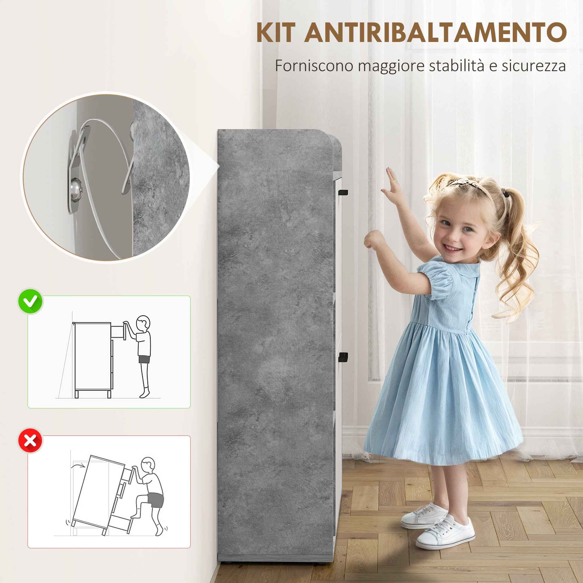 HOMCOM Slim Shoe Rack with 2 Tilting Drawers and 3 Open Compartments, Capacity 15 Shoes, 83x24x90.5 cm, Grey