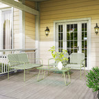 Outdoor Lounge Set in PE Rattan with Sofa, 2 Armchairs and Coffee Table with Glass Top, Green